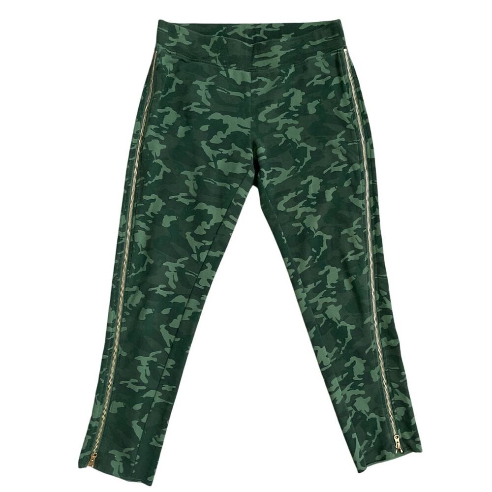 Sundays Ramona Camo Printed Cozy Pants with Gold Zipper Details Size XL